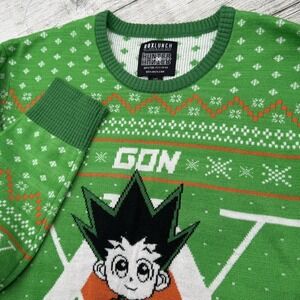 Box Lunch Exlusive Hunter x Hunter Xmas Sweater L Anime Ugly Holiday Green